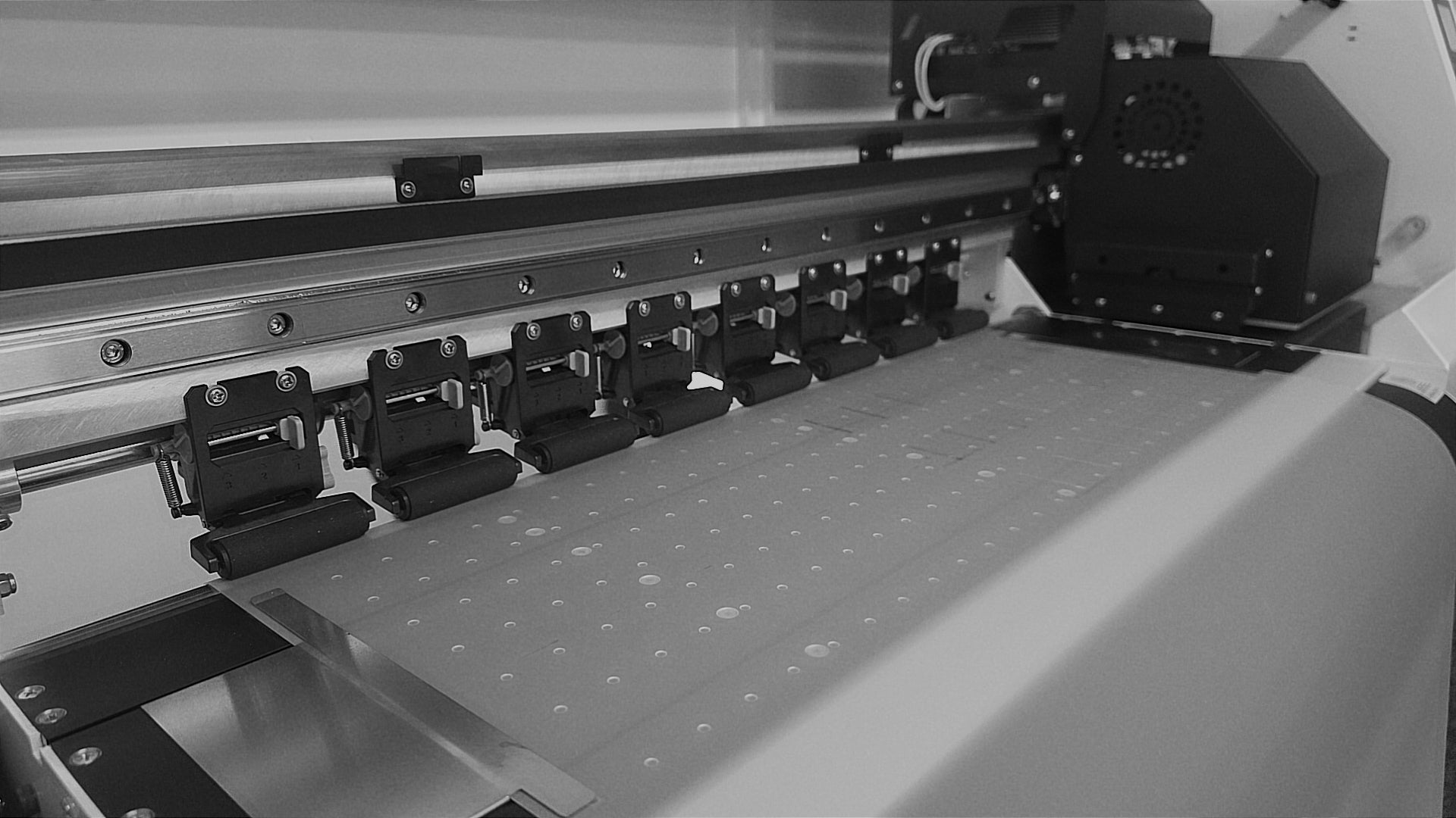 Close up of DTF (direct-to-film) printer machinery at Ōtautahi Print Co.